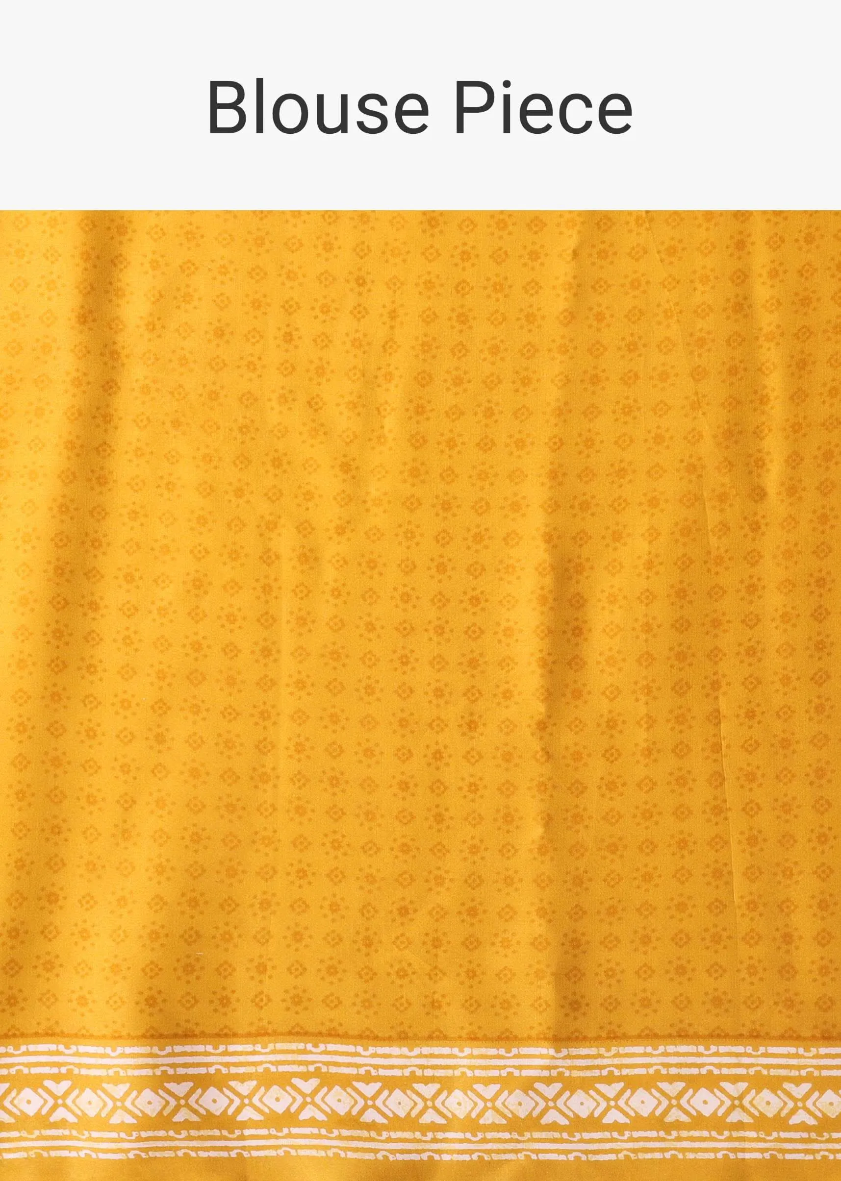 Amber Yellow Batic Printed Crepe Saree