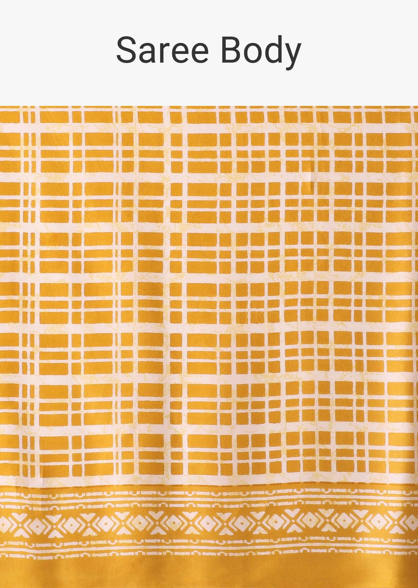 Amber Yellow Batic Printed Crepe Saree