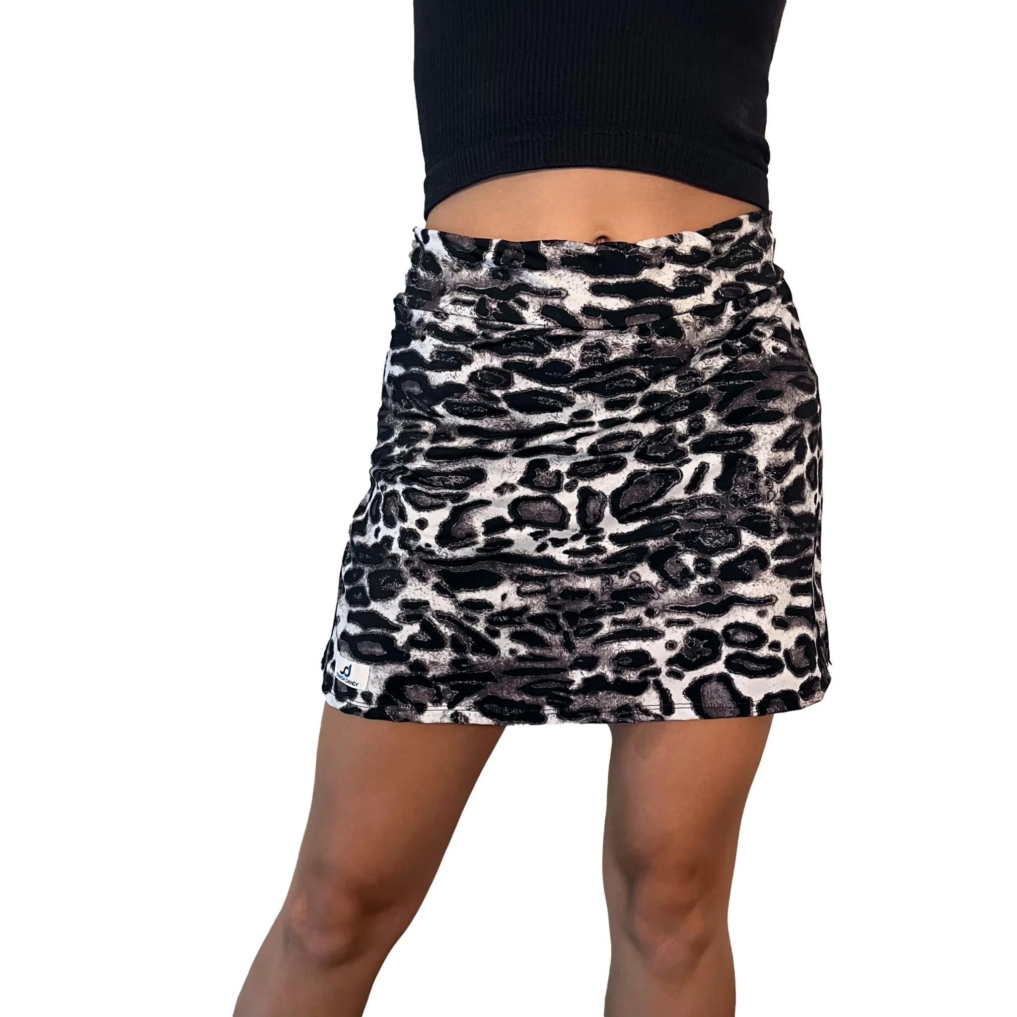 Black and White Leopard Athletic Flutter Skort