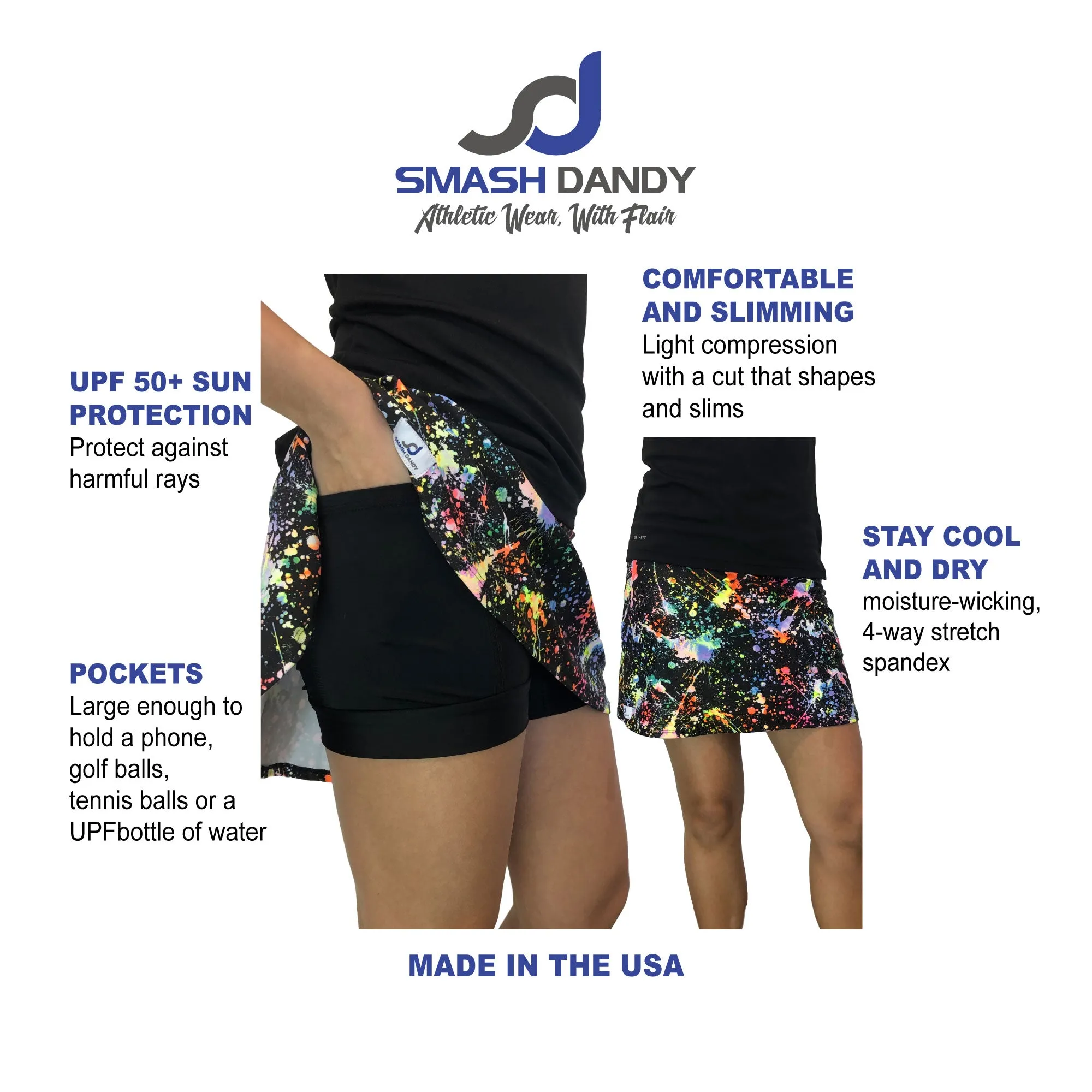 Black and White Leopard Athletic Flutter Skort