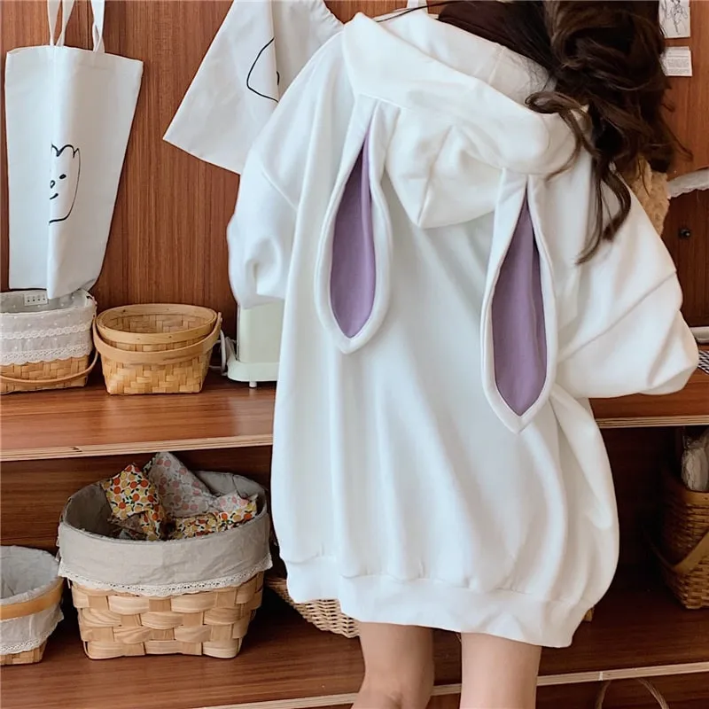 Bunny Ears Loose Hooded Sweatshirt