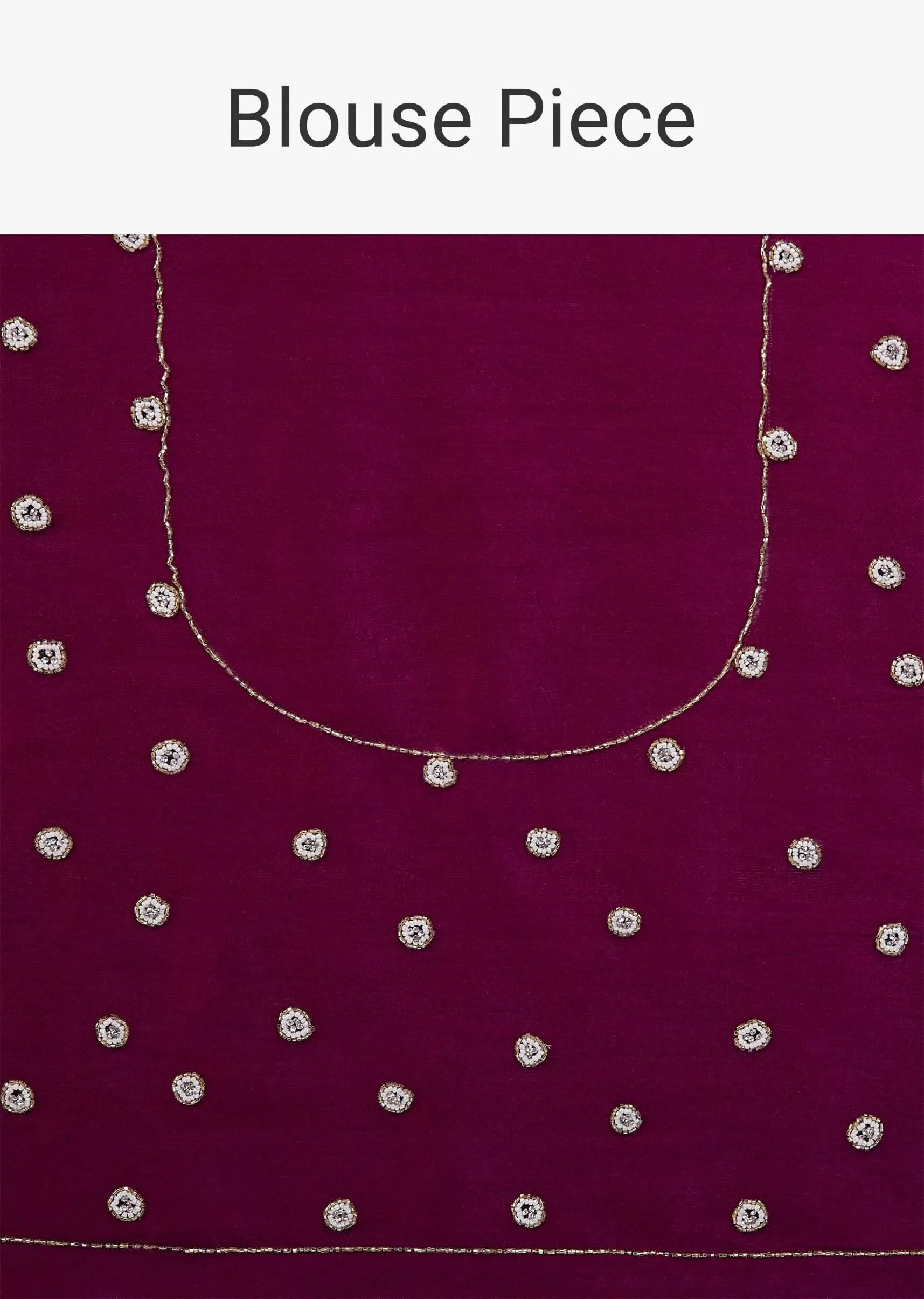 Burgundy Purple Saree In Organza With Embroidery