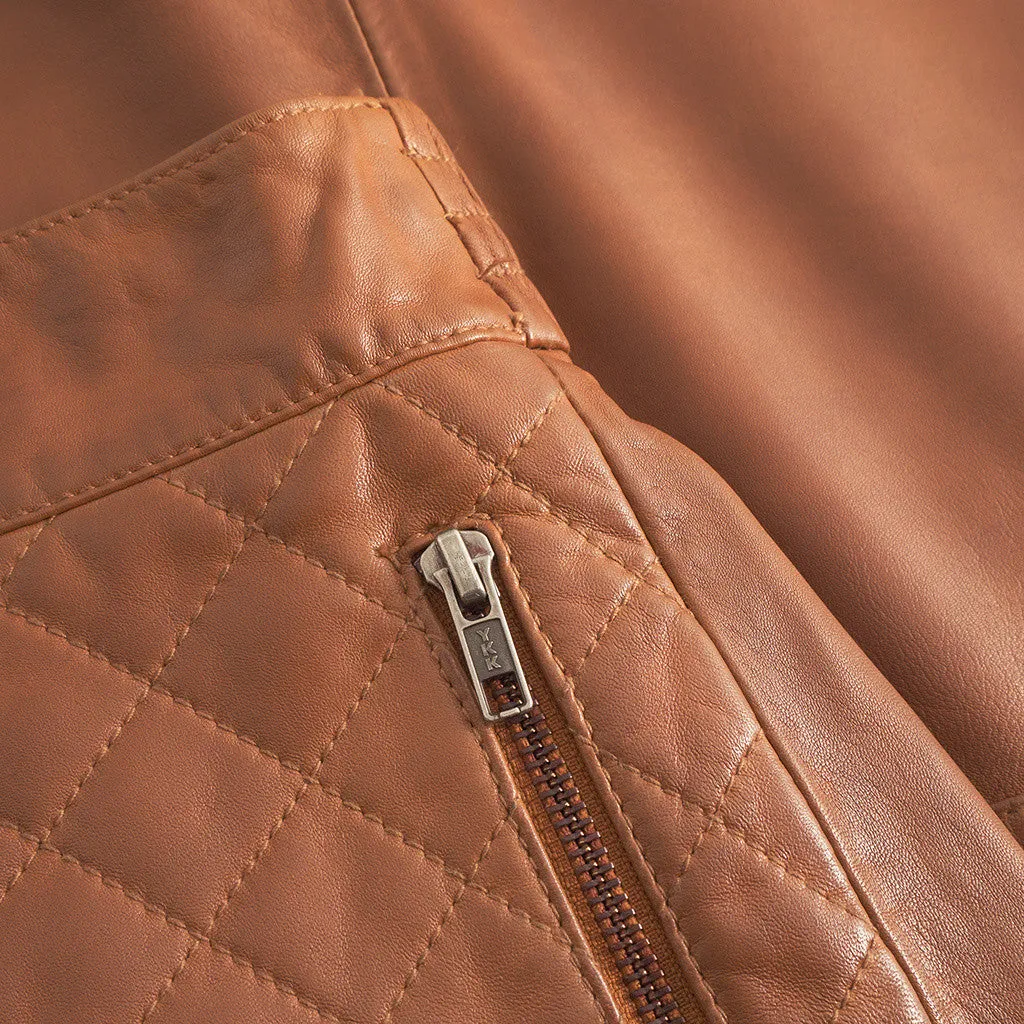 Camilla short leather skirt / 51238 - Vintage cognac
