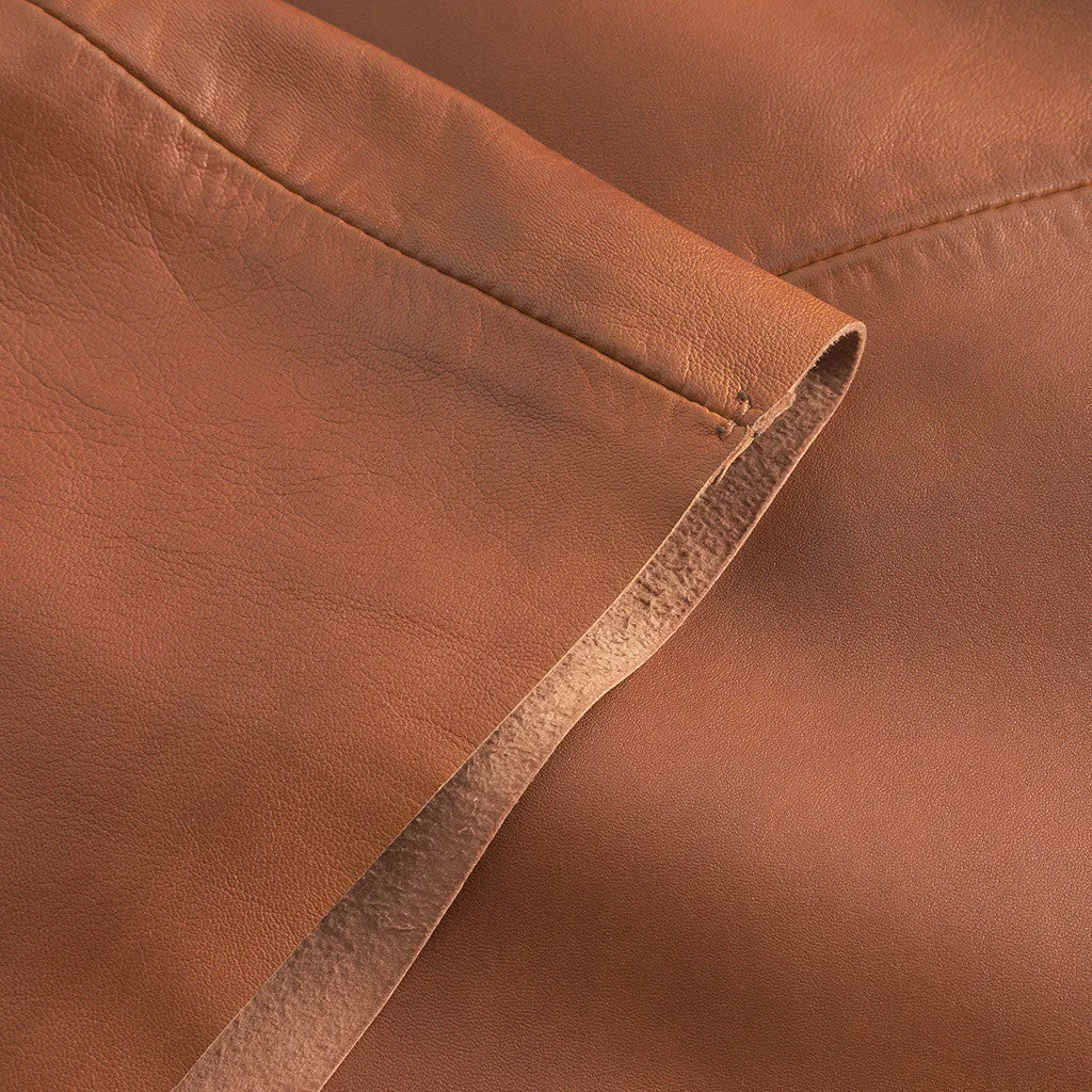 Camilla short leather skirt / 51238 - Vintage cognac