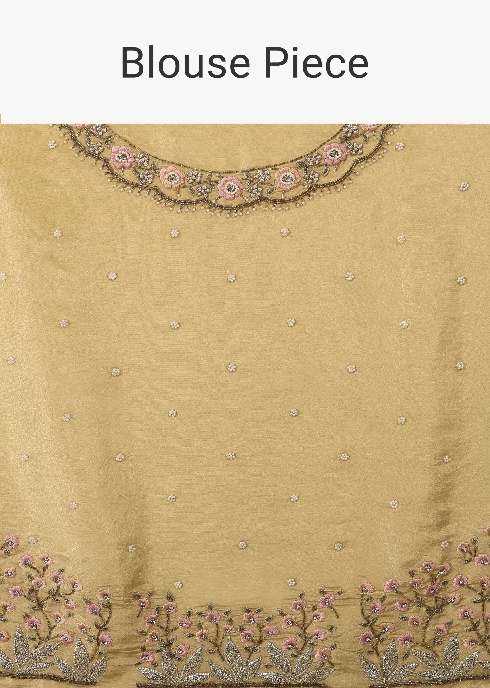 Canary Gold Yellow Saree In Glass Tissue Fabric And Gotta Resham Embroidery With Zardosi, Moti & Sequins