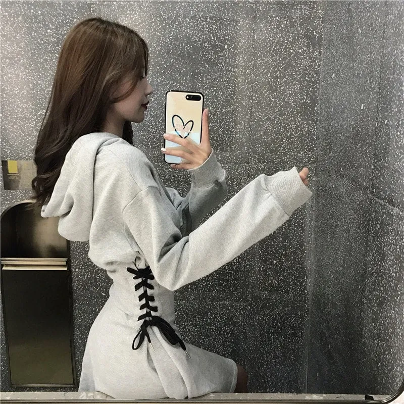 Corset Waist Hooded Dress