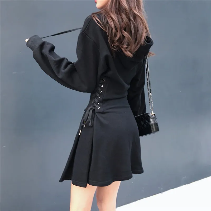 Corset Waist Hooded Dress