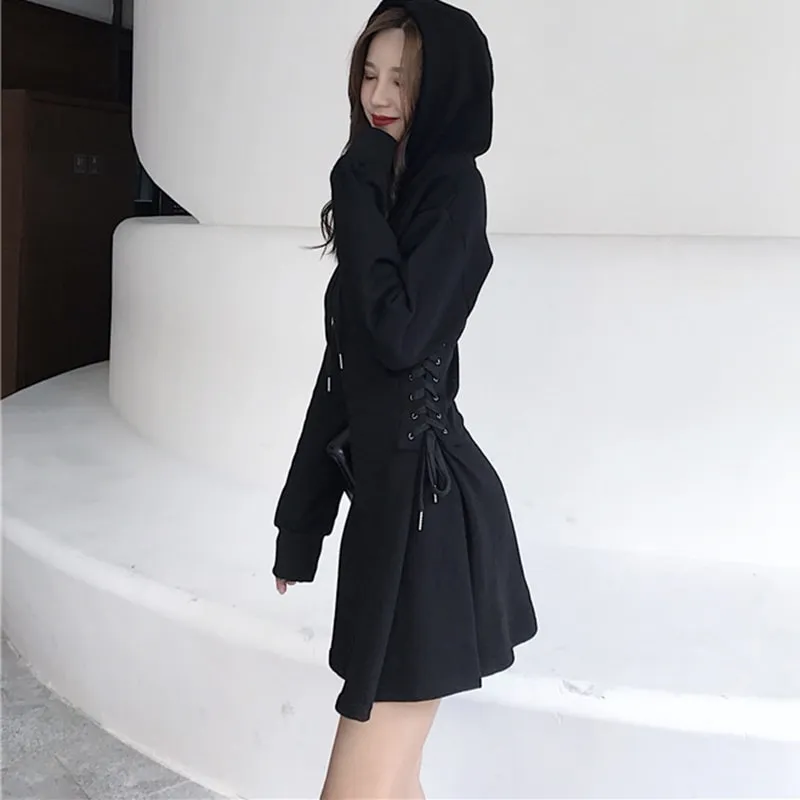 Corset Waist Hooded Dress