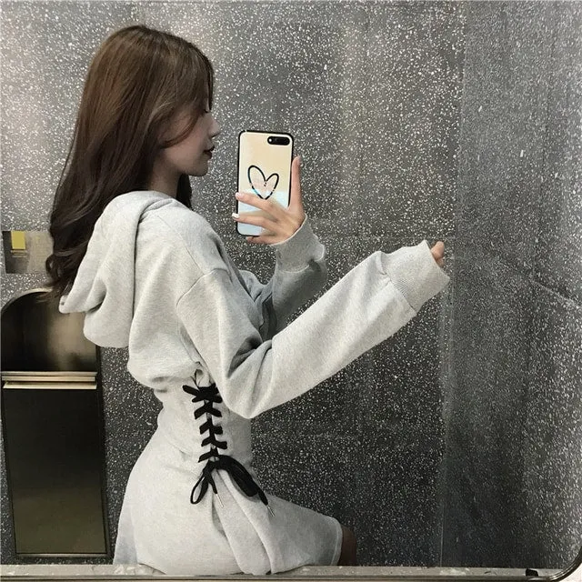 Corset Waist Hooded Dress