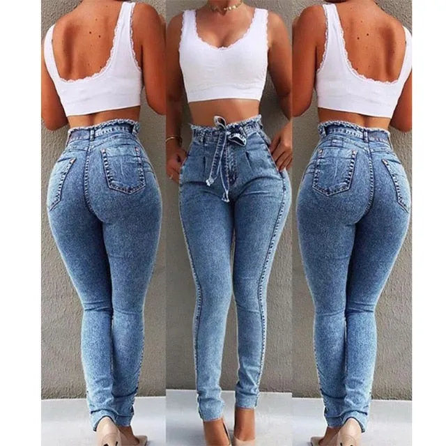 Elle Distressed Top Skinny Jeans With Bow