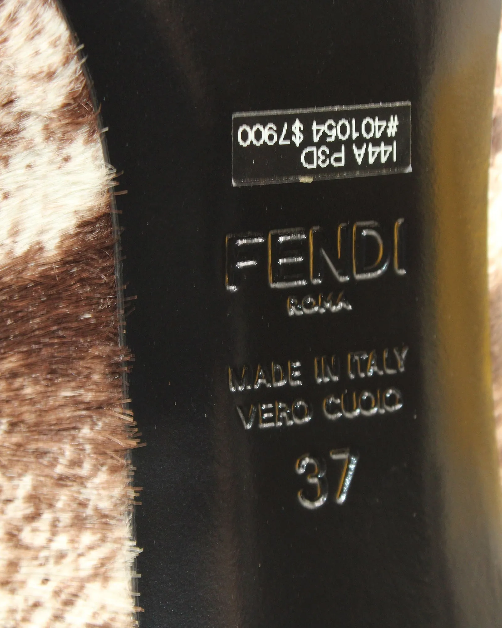 Fendi Pointed Pump in Animal Print Calf Hair Suede