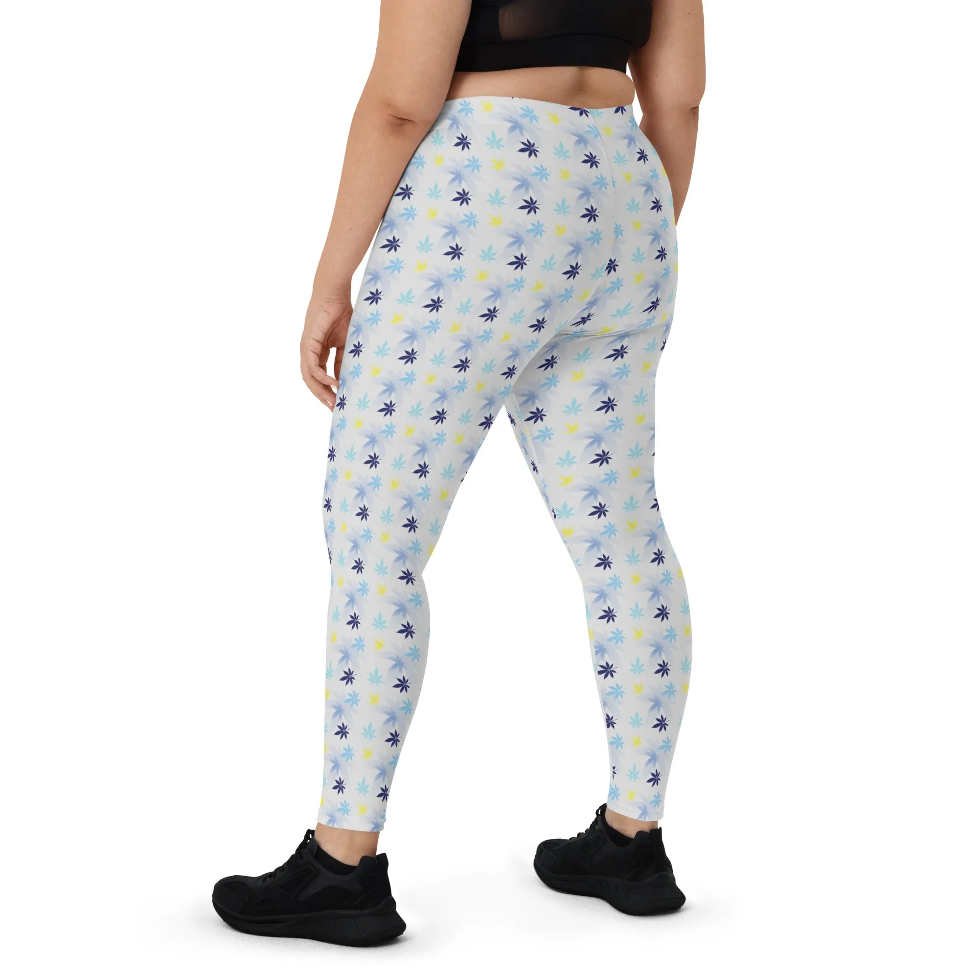 Gray Weed Floral Leggings