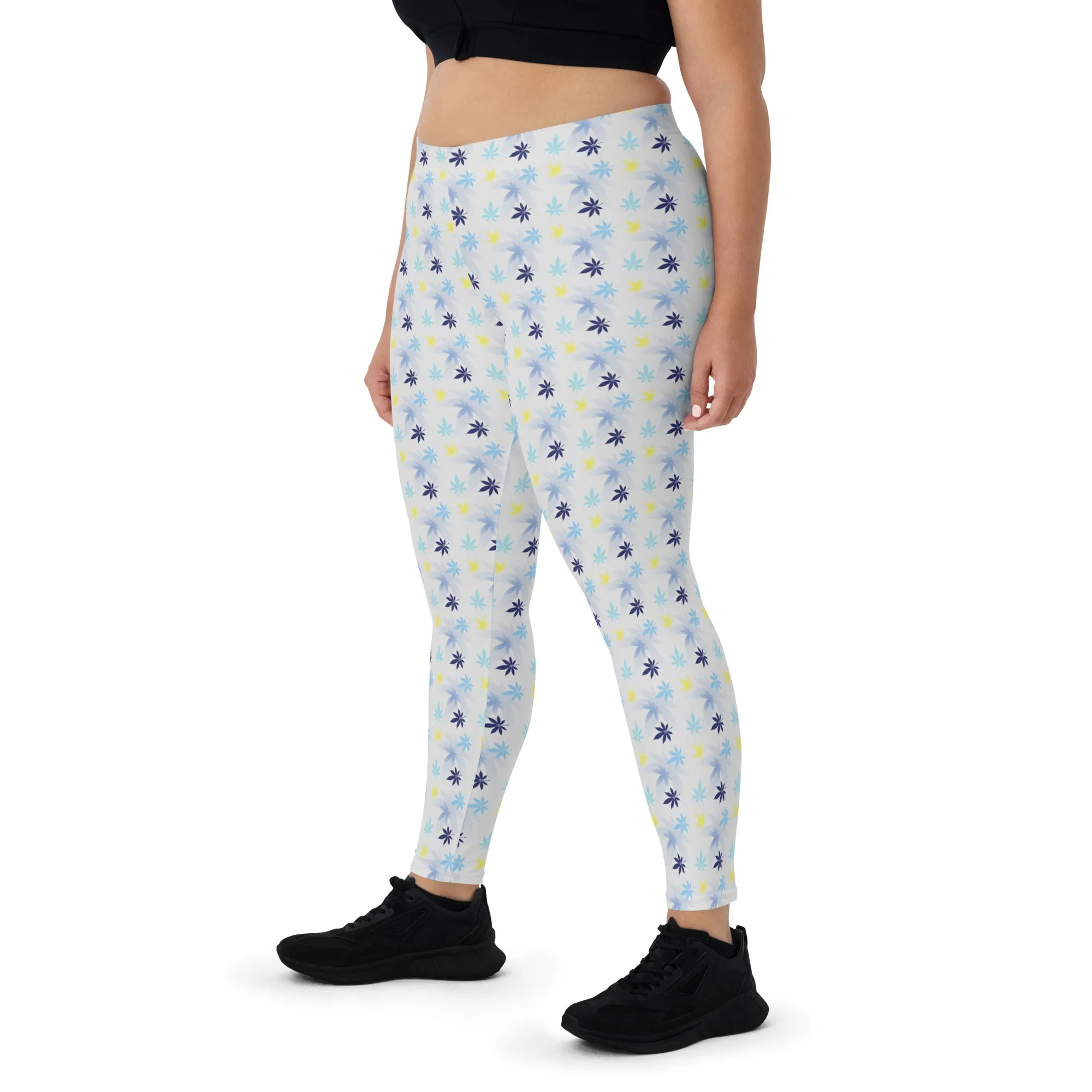 Gray Weed Floral Leggings