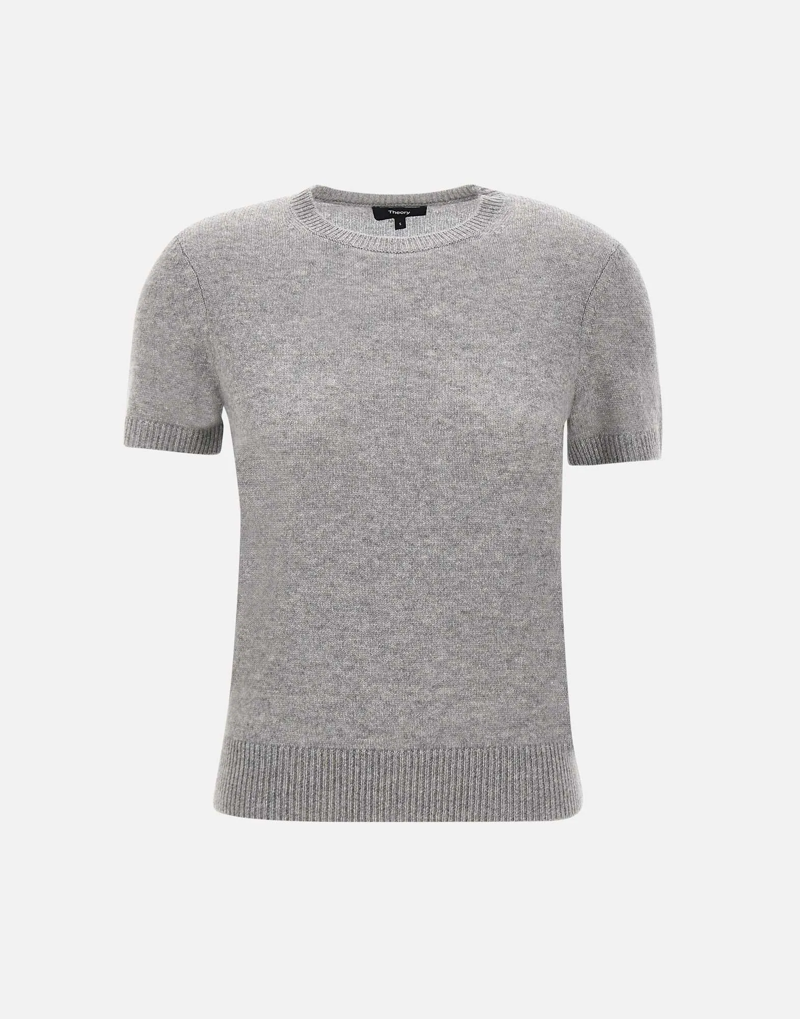 Grey Short Sleeve Cashmere Sweater