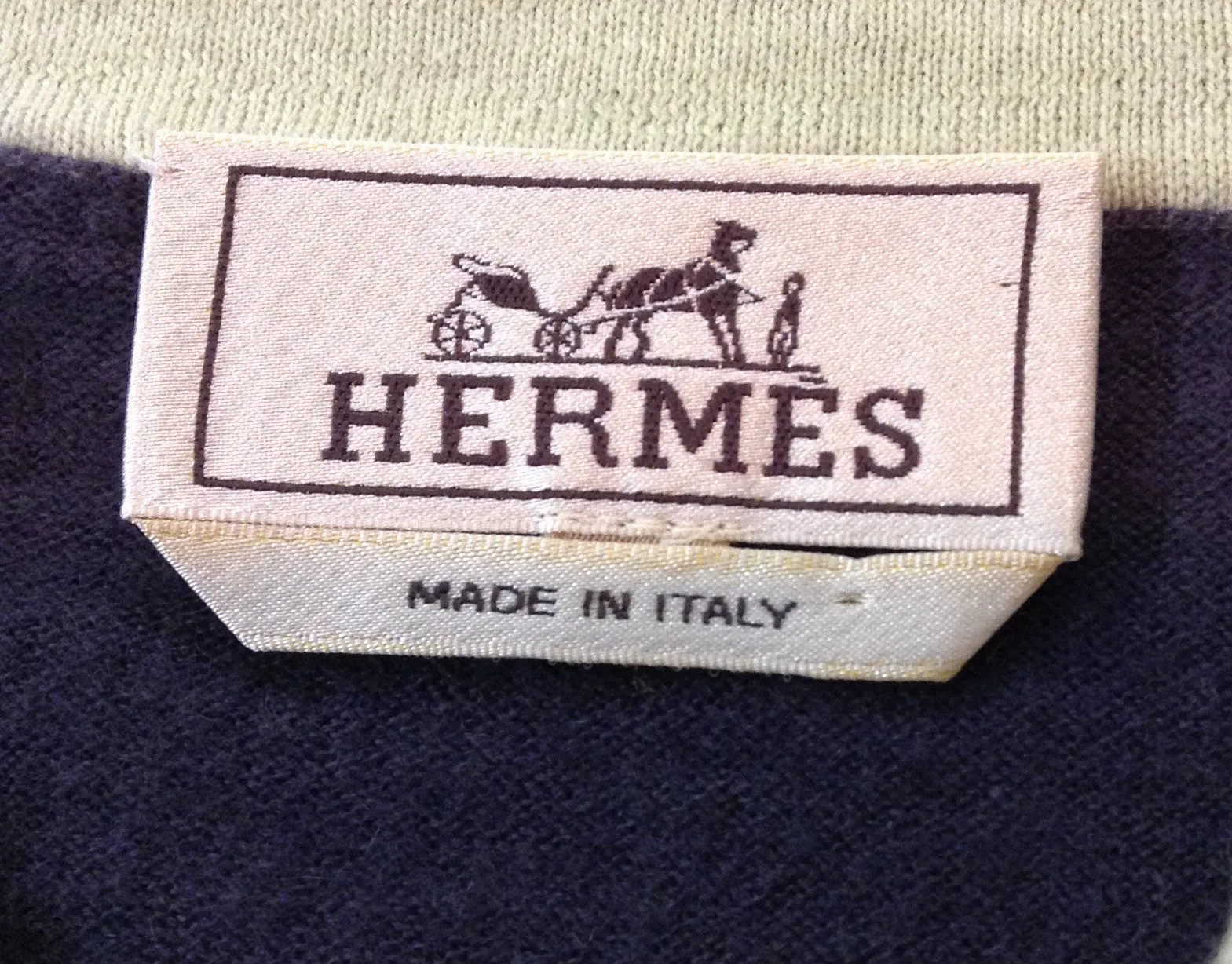 Hermes - Cashmere Zip Neck Sweater with Green Inner Collar - XL