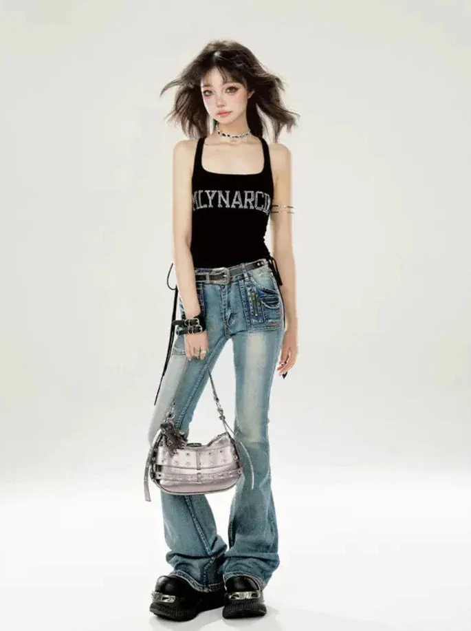 Micro Jeans Flare Wash Damaged American