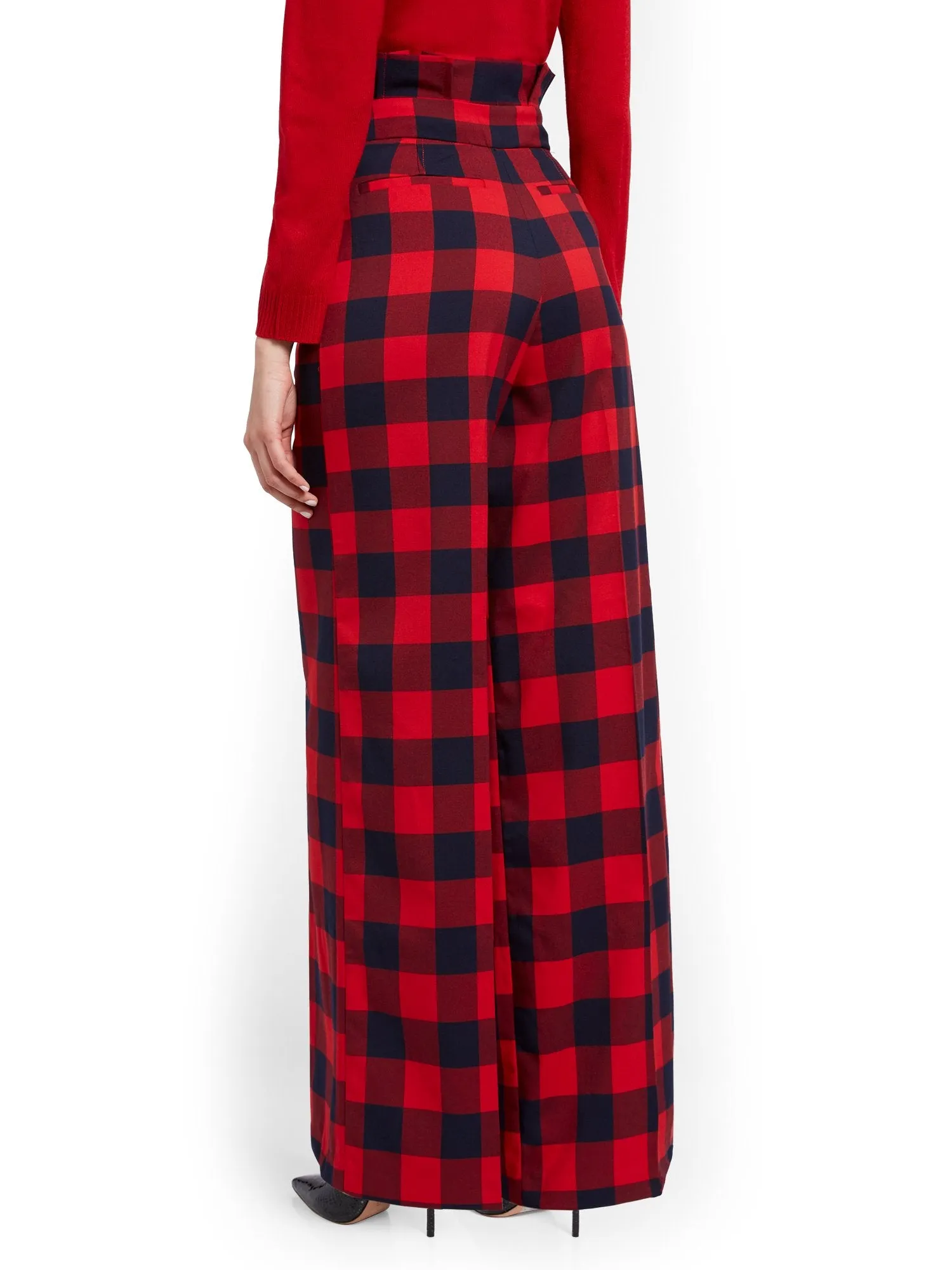 Petite Buffalo Check Paperbag-Waist Pant