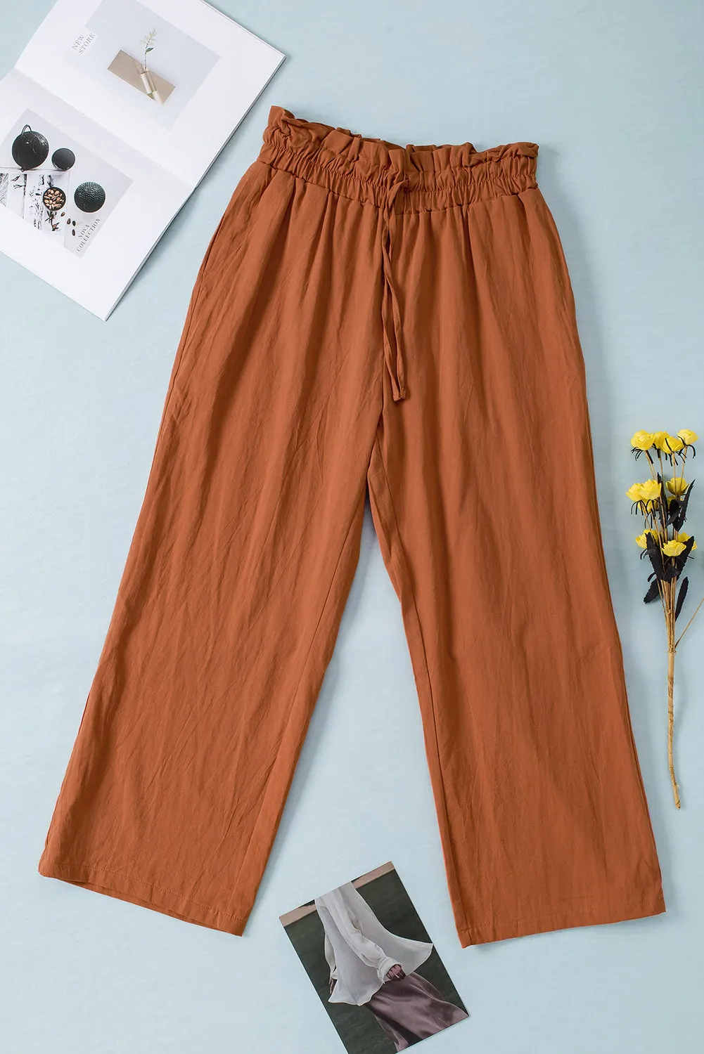 PRE-ORDER: Drawstring Paperbag Waist Wide Leg Pants