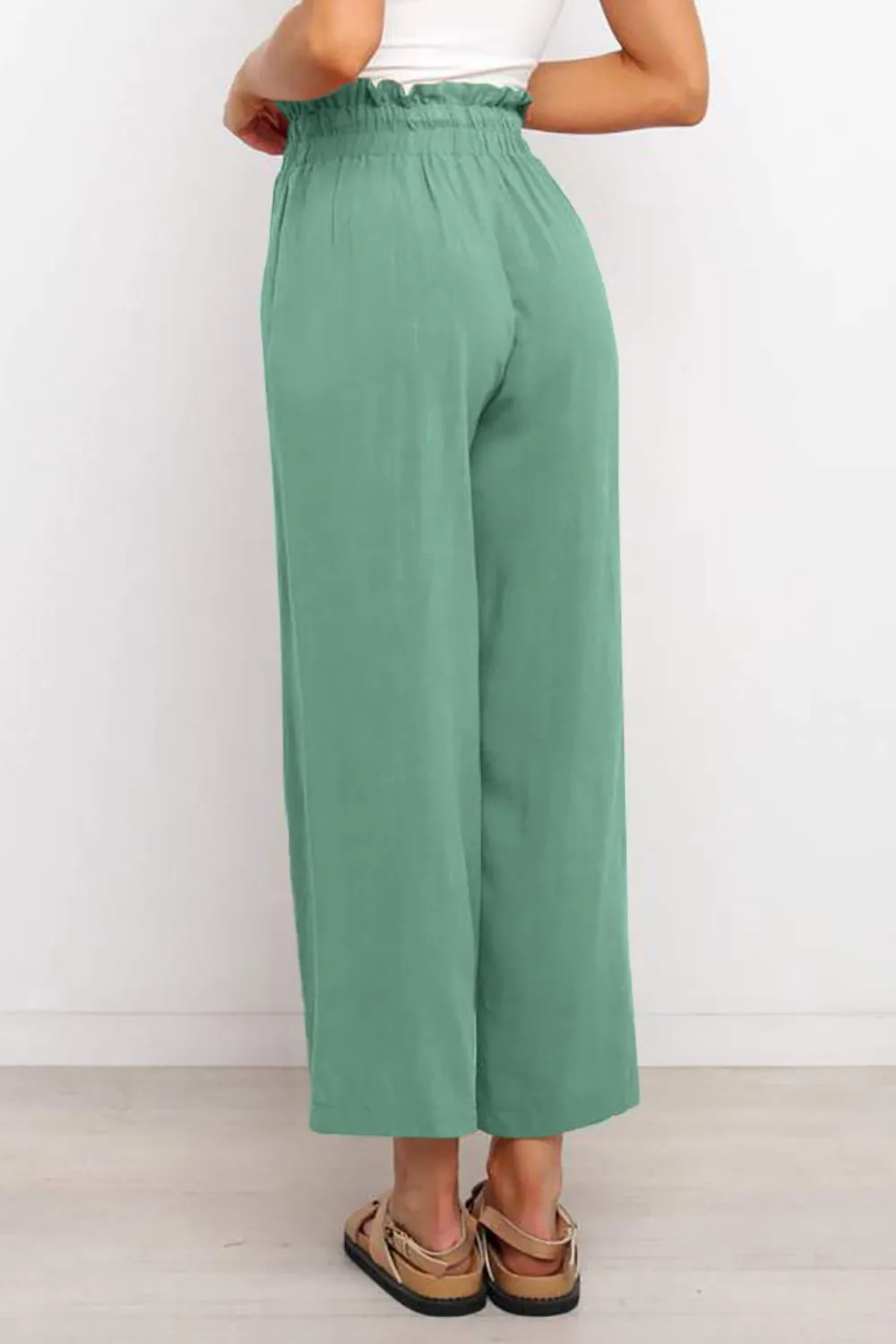 PRE-ORDER: Drawstring Paperbag Waist Wide Leg Pants