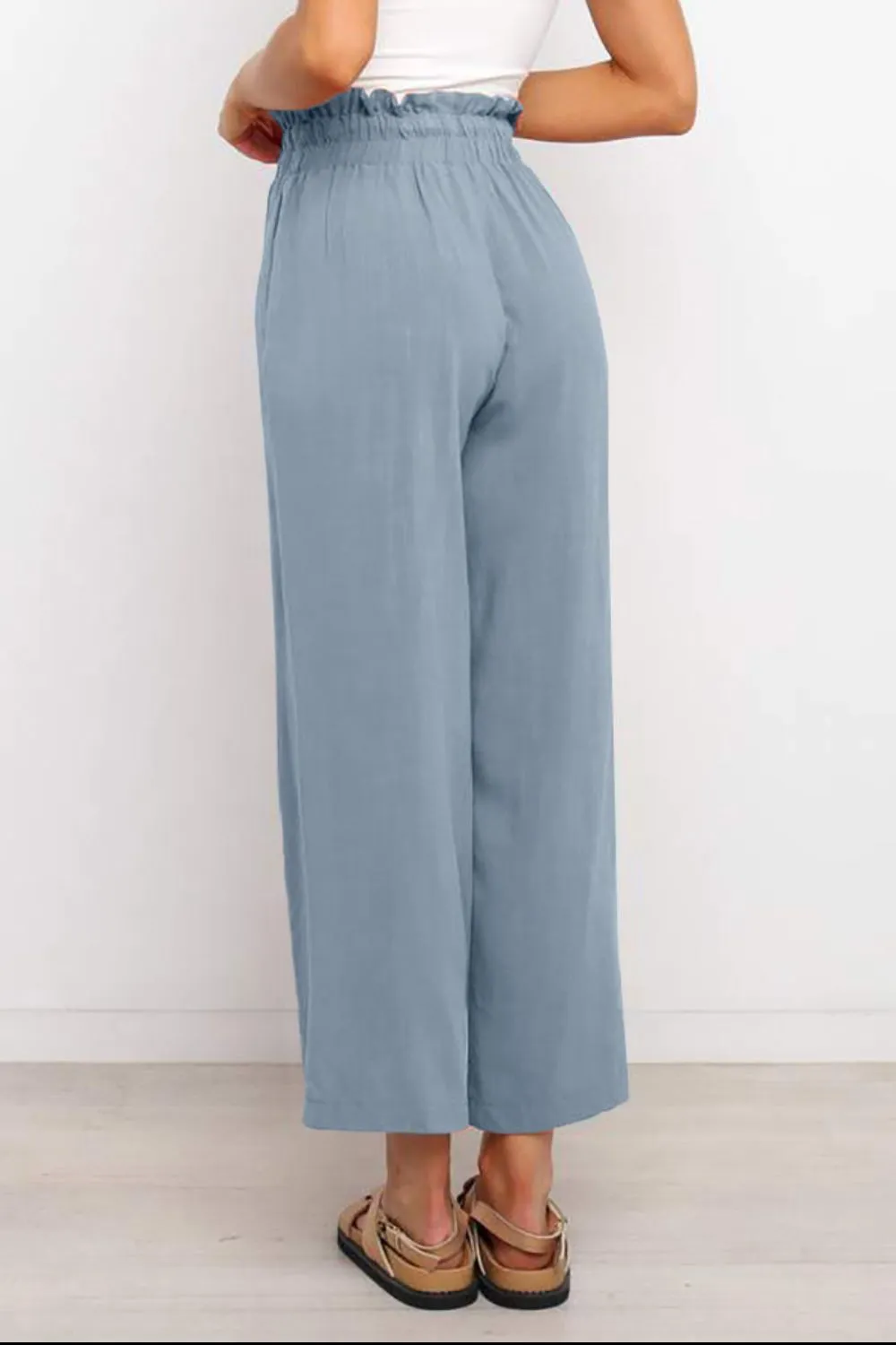PRE-ORDER: Drawstring Paperbag Waist Wide Leg Pants