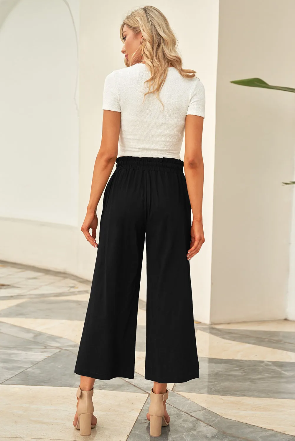 PRE-ORDER: Drawstring Paperbag Waist Wide Leg Pants