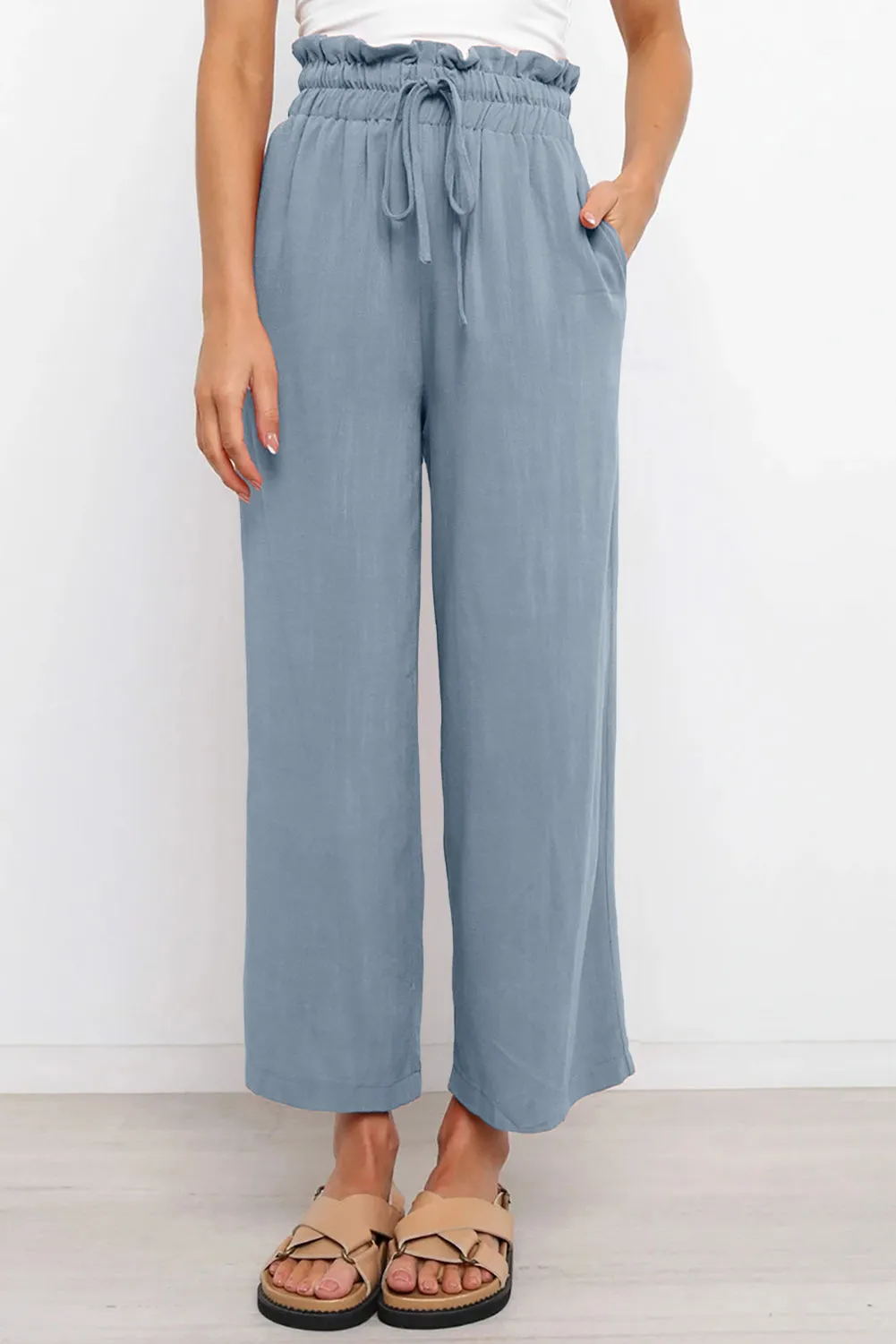 PRE-ORDER: Drawstring Paperbag Waist Wide Leg Pants