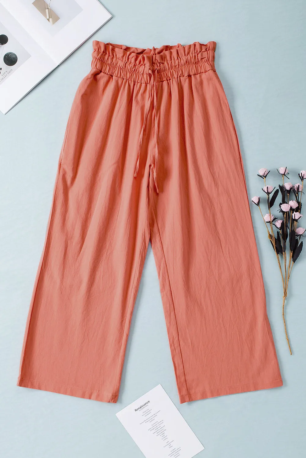 PRE-ORDER: Drawstring Paperbag Waist Wide Leg Pants