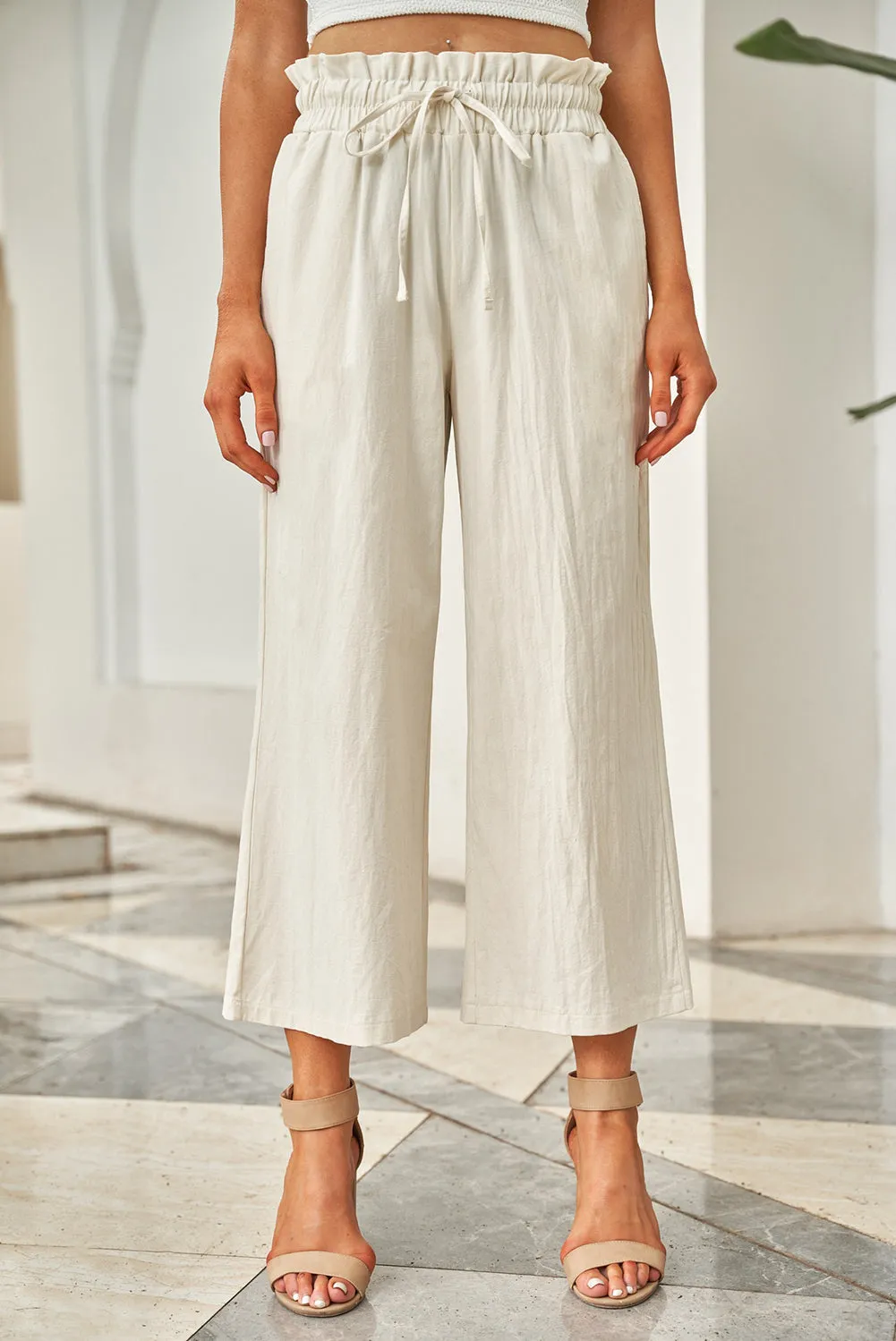 PRE-ORDER: Drawstring Paperbag Waist Wide Leg Pants