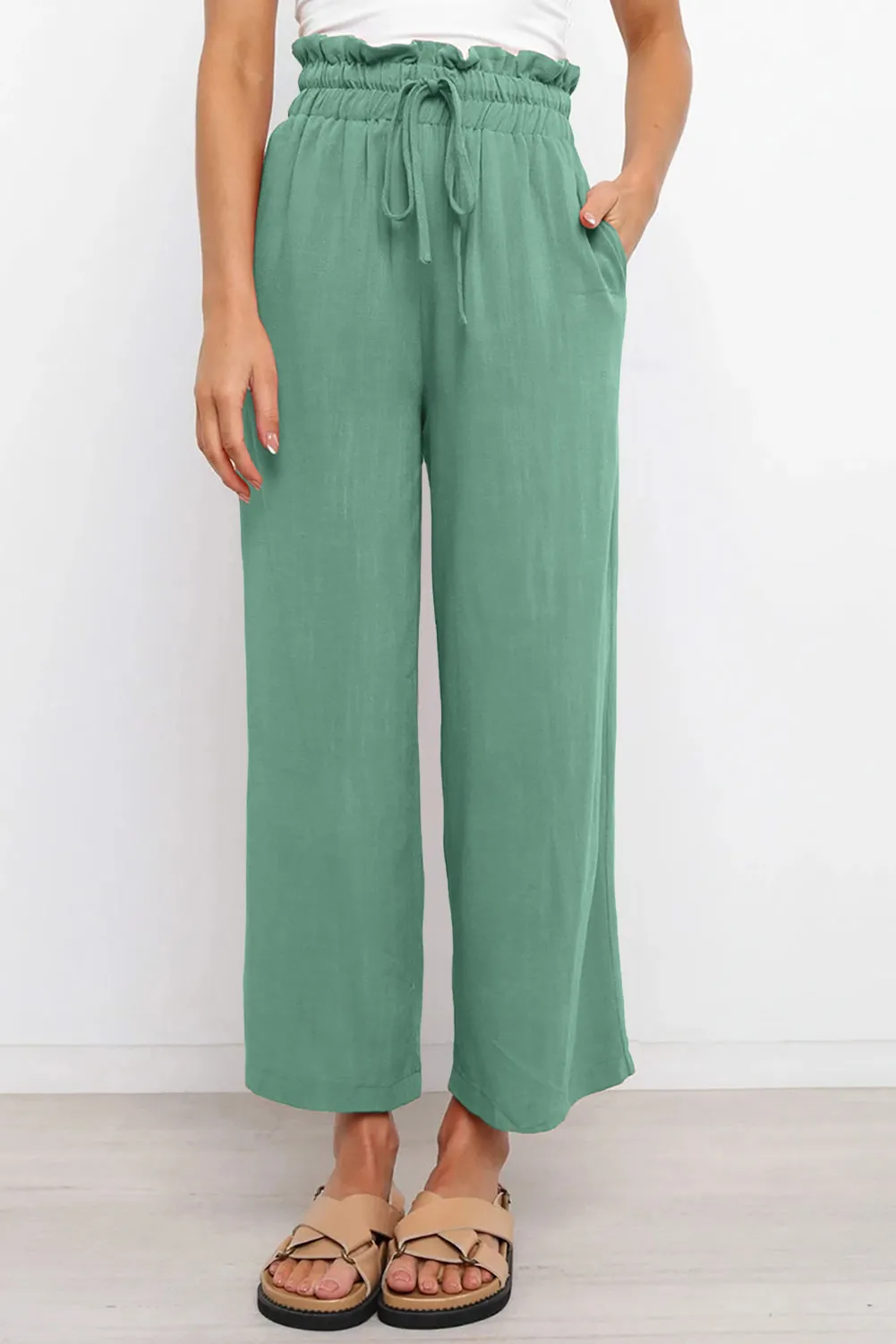 PRE-ORDER: Drawstring Paperbag Waist Wide Leg Pants