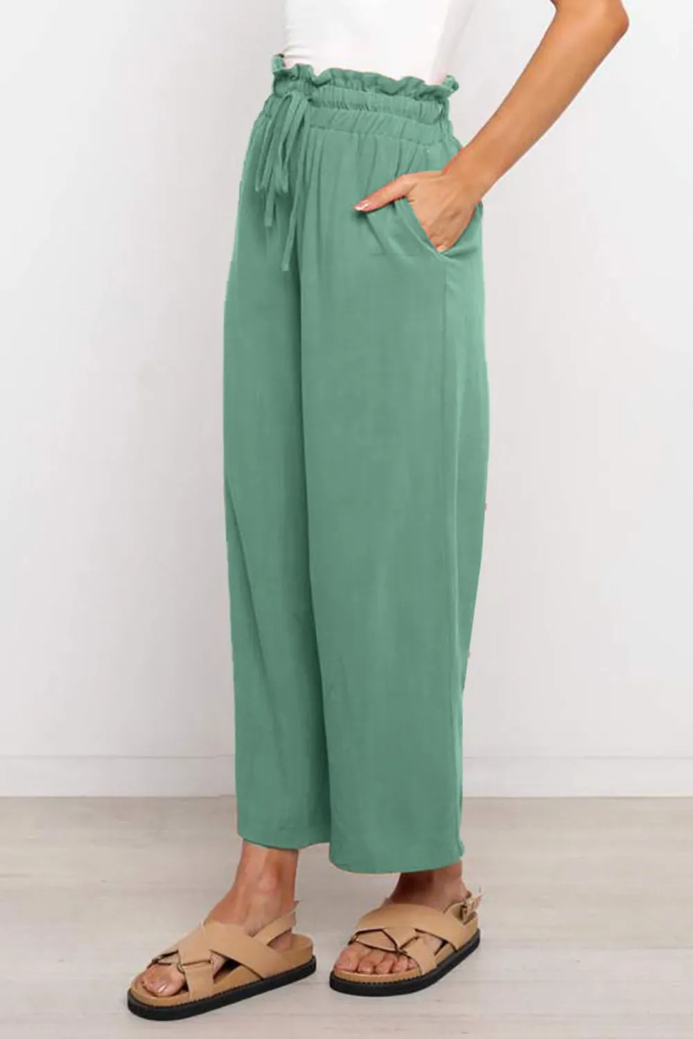 PRE-ORDER: Drawstring Paperbag Waist Wide Leg Pants