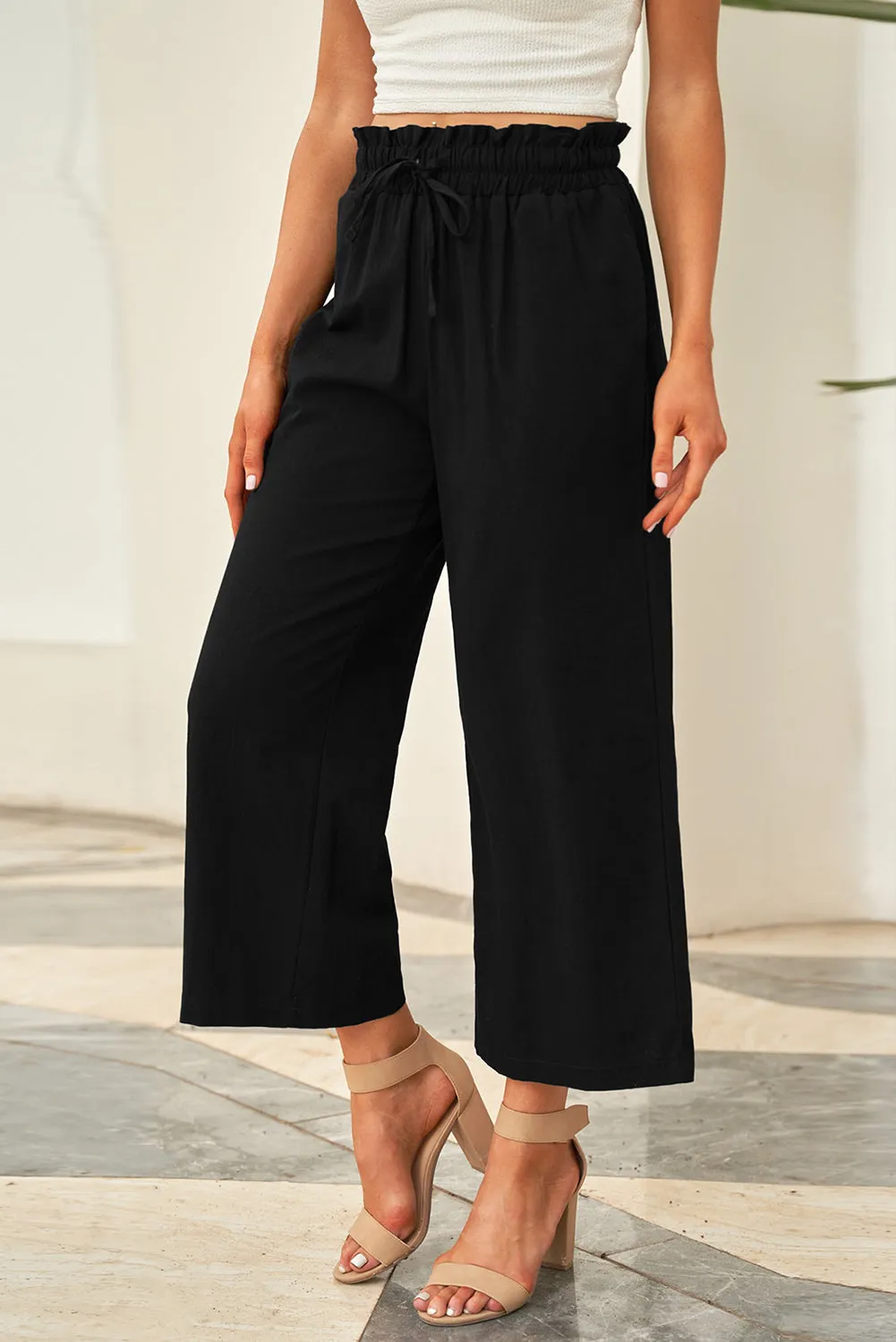 PRE-ORDER: Drawstring Paperbag Waist Wide Leg Pants