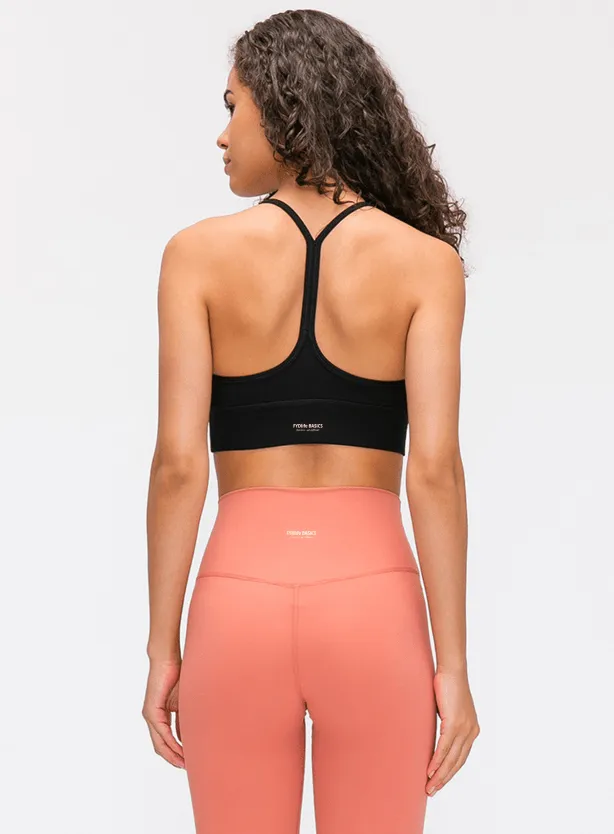 Solid Black FYD BASICS T Strap Sports Bras