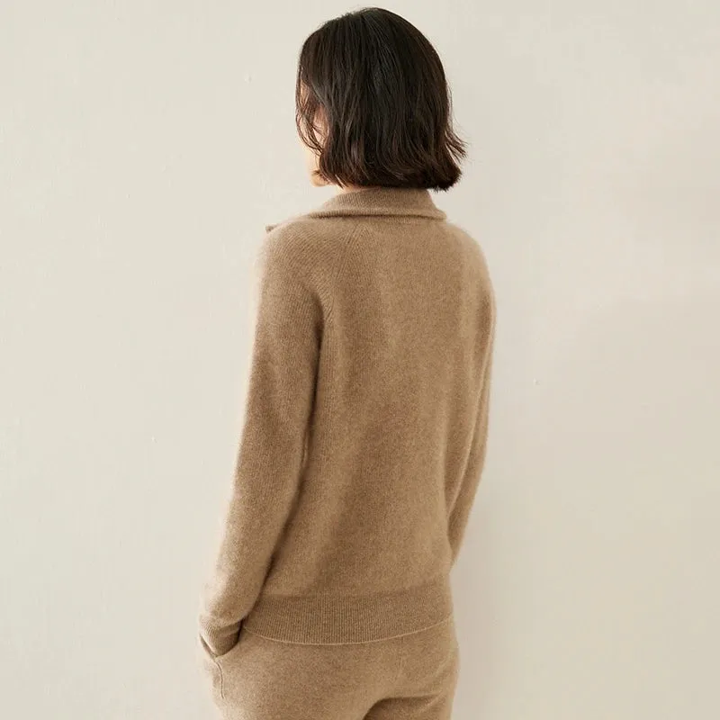 Vera | Pure Cashmere Half-Zip Knitted Pullover